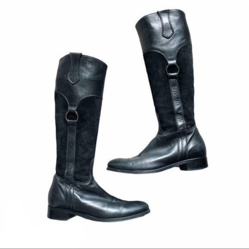 AGL Tall Black Leather Side Zip Riding Boots Size 7.5